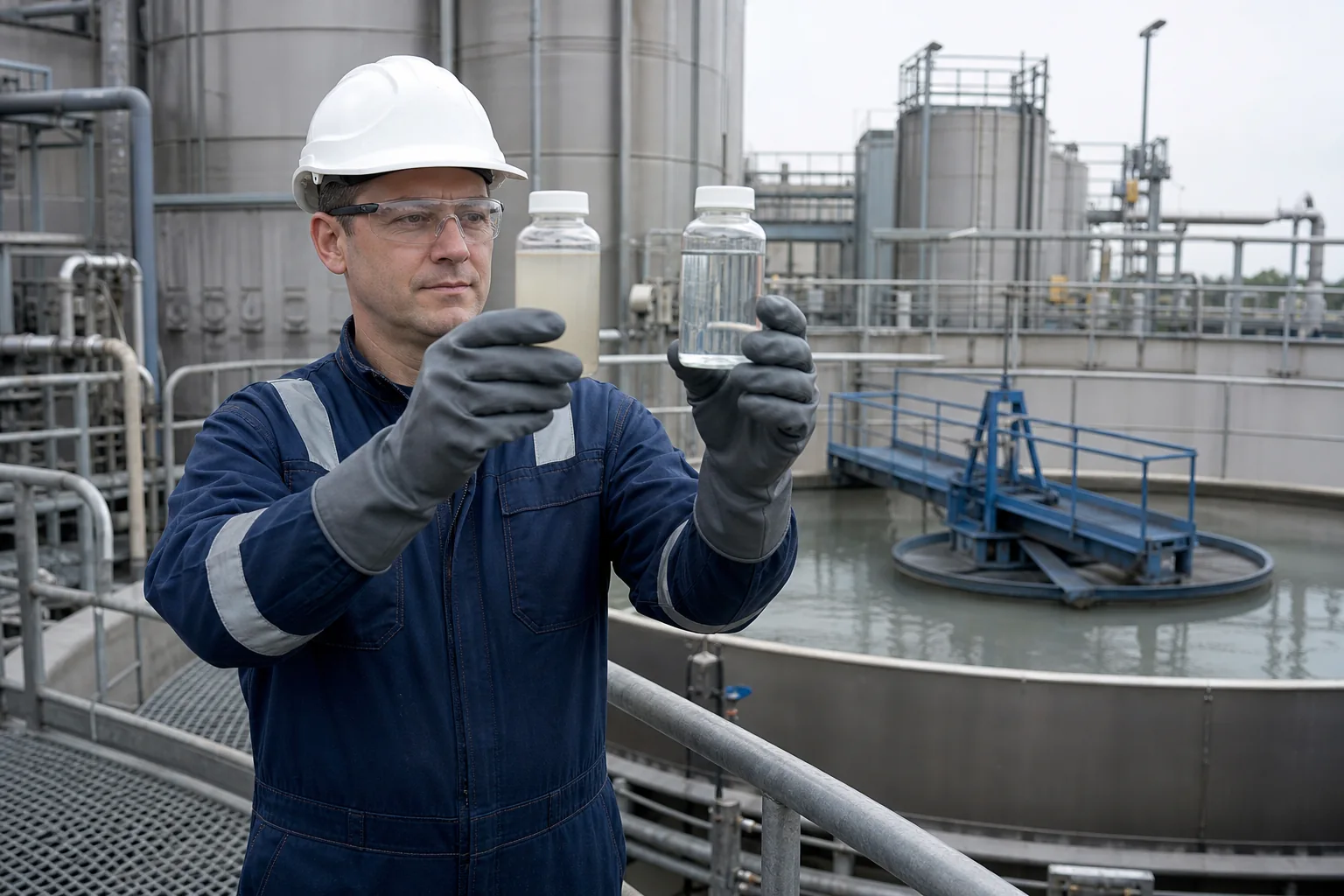 Illustrative industrial water treatment and sample evaluation