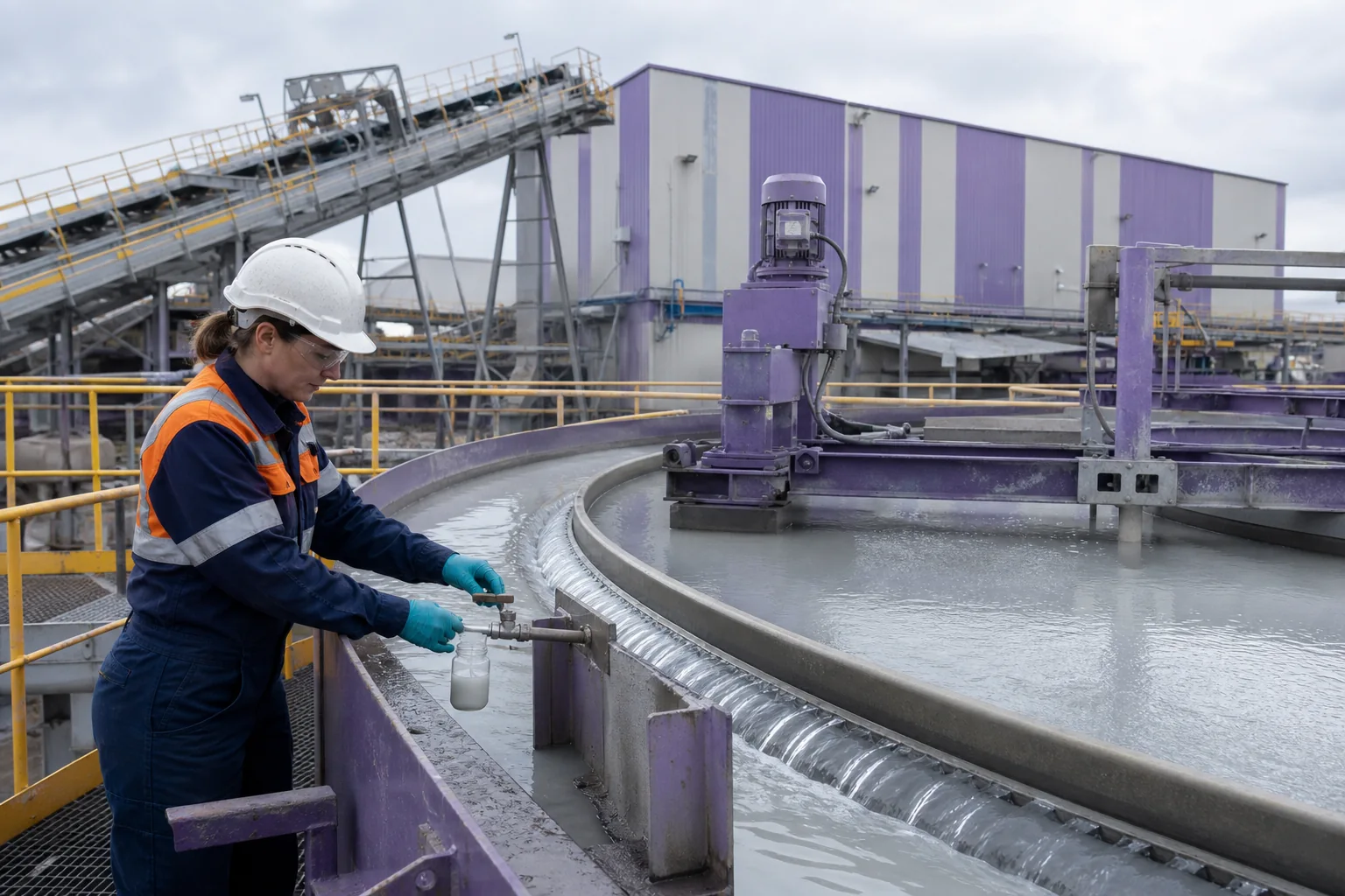Illustrative mineral-process water separation installation